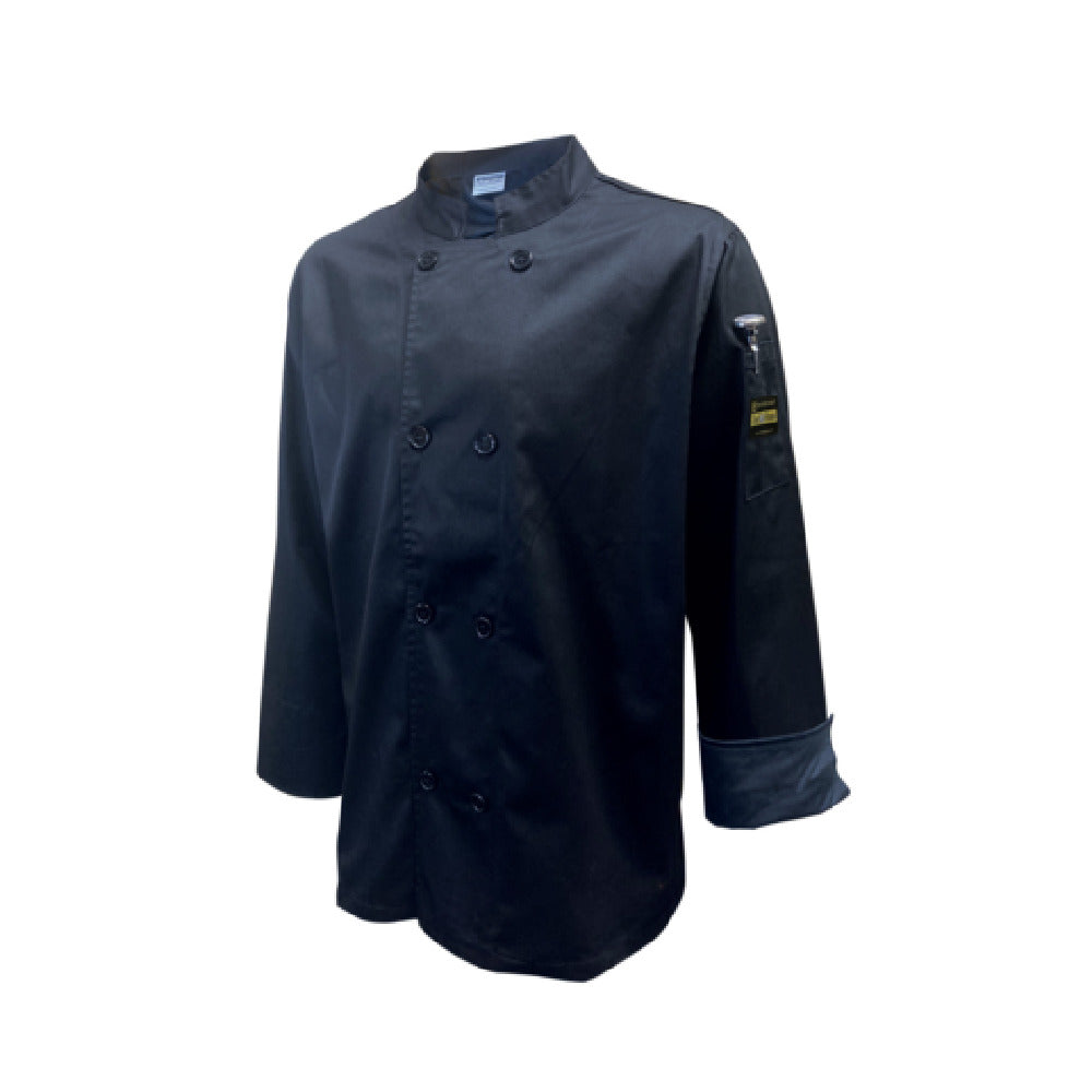 Thunder Group CJ304BKS Chef Regalia Men's French Cuffs Chef Jac Tapered Long Sleeve