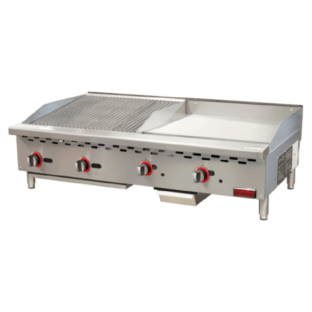 Omcan 48297 (CE-CN-24C24G) Griddle/Char-Broiler Combination Countertop Natural Gas