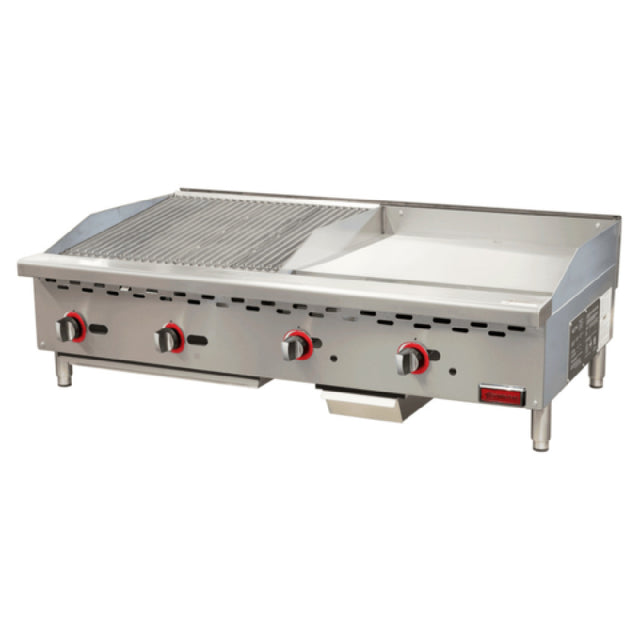 Omcan 48297 (CE-CN-24C24G) Griddle/Char-Broiler Combination Countertop Natural Gas