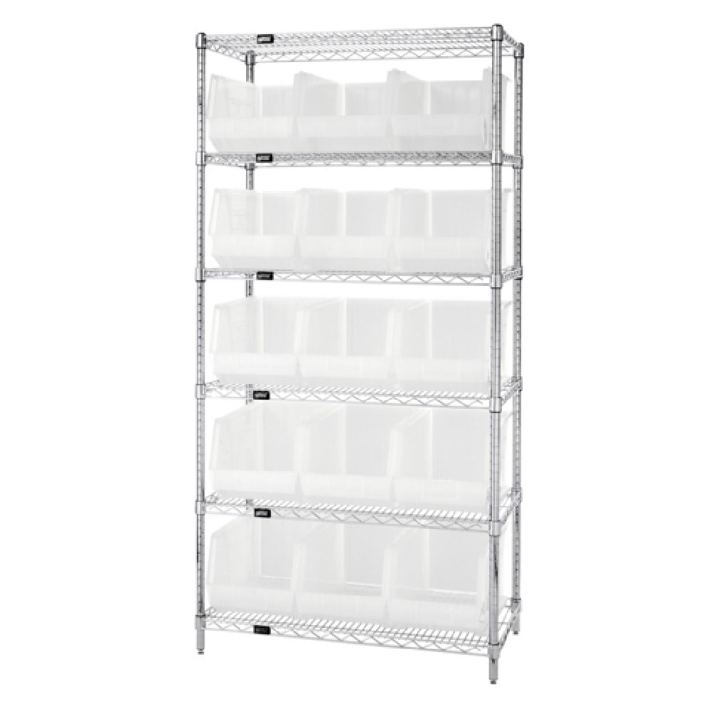 Quantum WR6-260CL Bin Wire Shelving System 36"L X 18"D X 74"H 800 Lbs. Load Capacity Per Shelf
