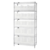 Quantum WR6-260CL Bin Wire Shelving System 36"L X 18"D X 74"H 800 Lbs. Load Capacity Per Shelf