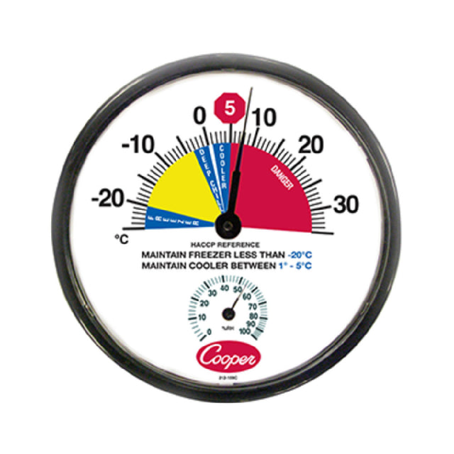 Cooper Atkins 212-159C-8 Freezer/Cooler Thermometer 12" (30.5cm) Dia. Dial Temperature Range -25° To 35°C