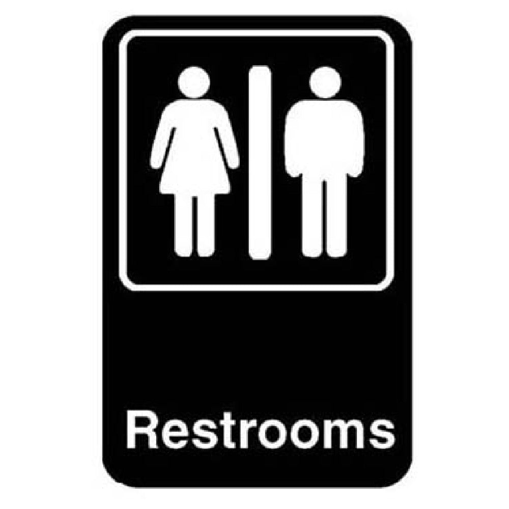 Vollrath/Idea-Medalie 5617 Sign Restrooms Black 6x9"