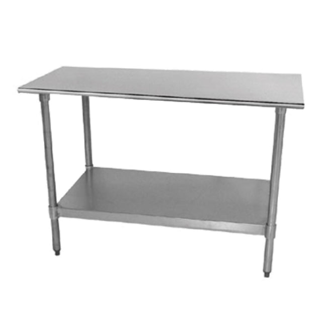 Advance Tabco TT-307-X Special Value Work Table 84"W X 30"D 18 Gauge 430 Stainless Steel Top With Rolled Rim On Front & Rear