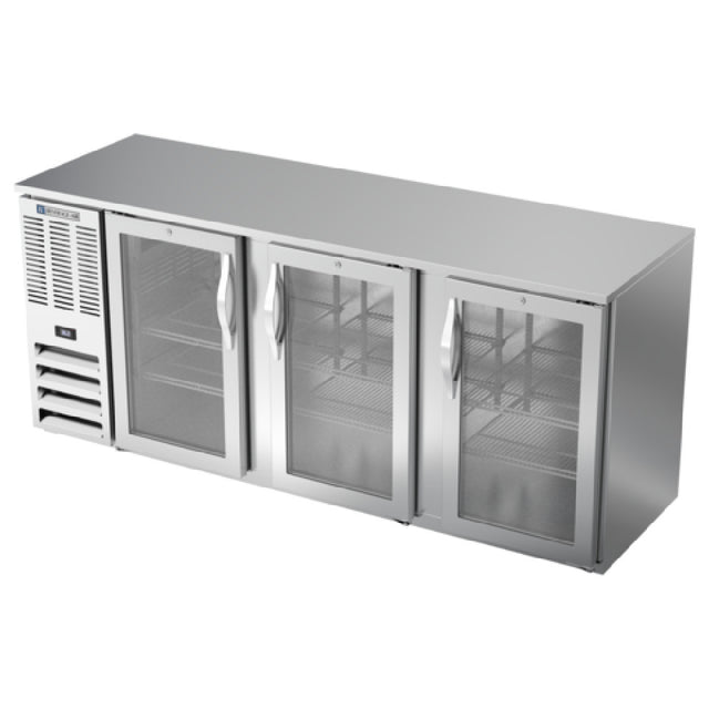 Beverage Air BBN78HC-G-S - Refrigerated Back Bar Storage Cabinet, Three-section, 78"W X 26-3/8"D X 34"H