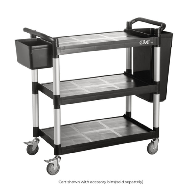 CAC China BTUC-19BK Utility Cart 40-1/8"L X 19-3/4"W X 37-3/4"H 3-tier