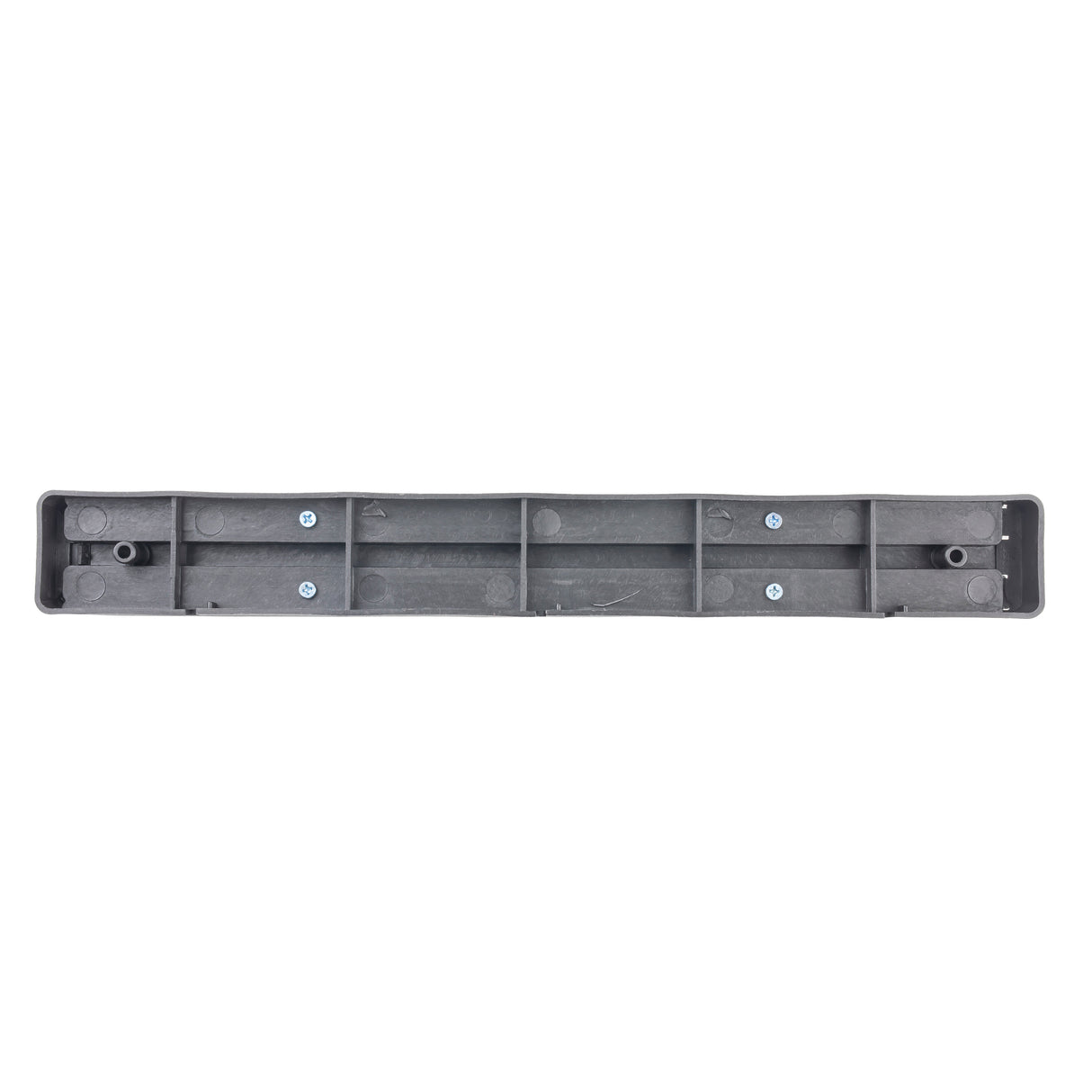 A long, rectangular, black plastic wall mount bracket with a grid of raised sections and four visible silver screws evenly spaced along its length, against a white background. The bracket appears sturdy and is likely a mounting or support component.