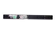 A long, rectangular black plastic case—perfect for Cash & Carry—holds several white wires and a green circuit board, partially wrapped in clear plastic. The 18 inch case is open, revealing empty compartments and electronic components inside on a white background.