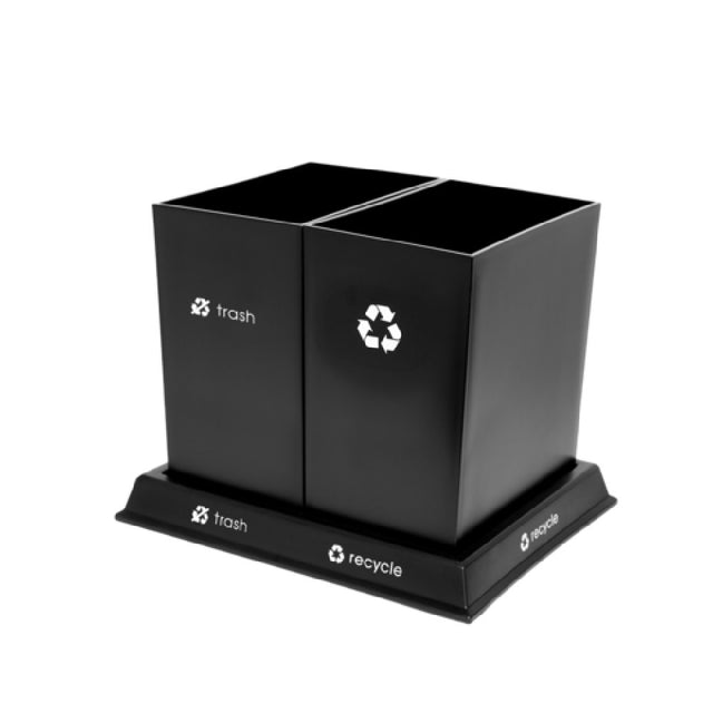 Central Specialties RC2-BLK-5.0 ReCollect2 Recycle Bin Set Black 15-1/4"W X 12-1/4"D X 12"H