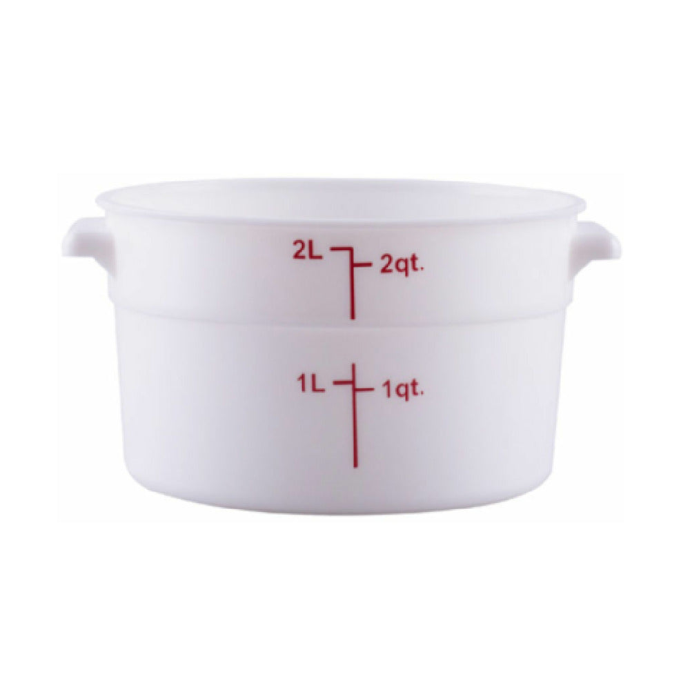Hubert 29A-042 - Kratos® CenPro Round Food Storage Container, 2 Qt. Capacity, White