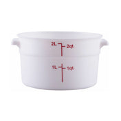 Hubert 29A-042 - Kratos® CenPro Round Food Storage Container, 2 Qt. Capacity, White