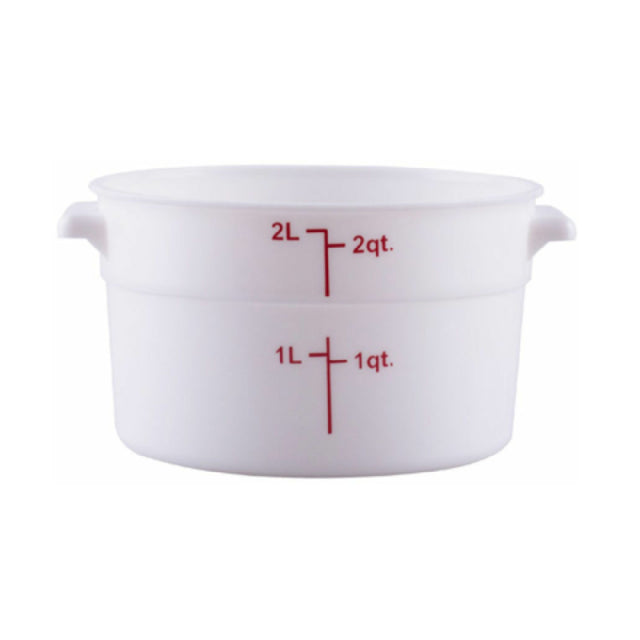 Hubert 29A-042 - Kratos® CenPro Round Food Storage Container, 2 Qt. Capacity, White