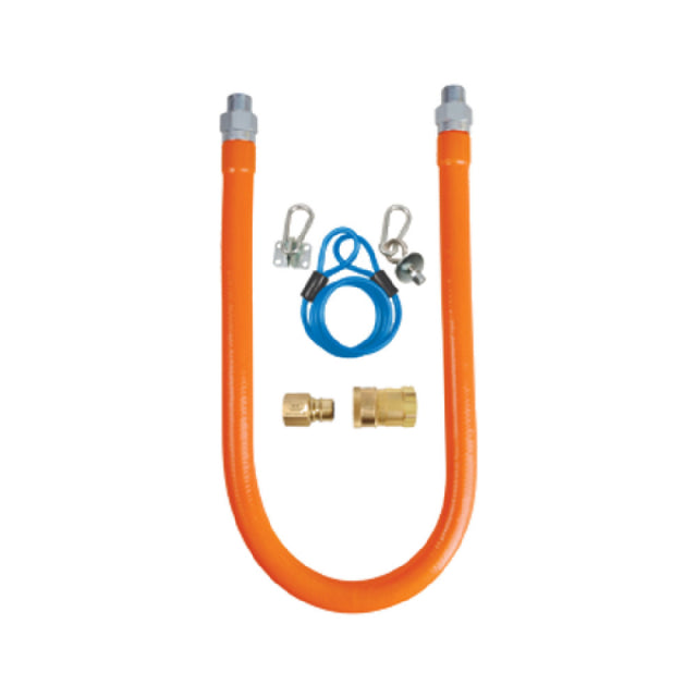 BK Resources BKG-GHC-7560-SCK2 Gas Hose Connection Kit # 2 Includes 60" Long X 3/4" I.D. Stainless Steel Hose With Radial Wrap & Protective Translucent Coating