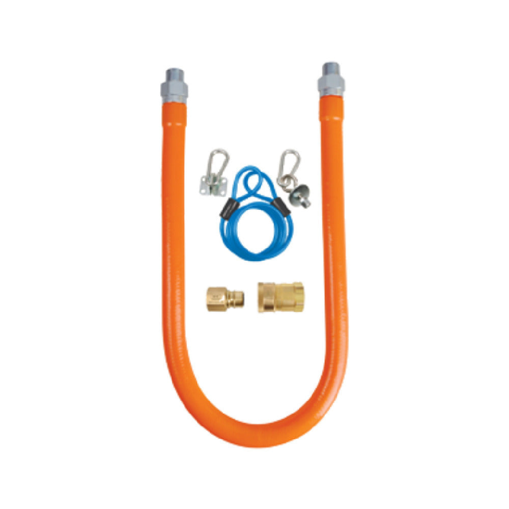 BK Resources BKG-GHC-5072-SCK2 Gas Hose Connection Kit # 2 Includes 72" Long X 1/2" I.D. Stainless Steel Hose With Radial Wrap & Protective Translucent Coating