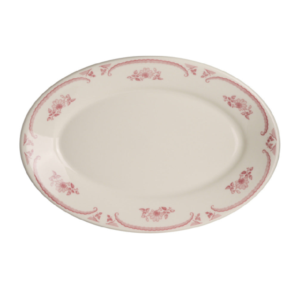 Steelite HL1572 - Rolled Edge Oval Platter, 13.375" X 9.25" X 1.5", American Rose