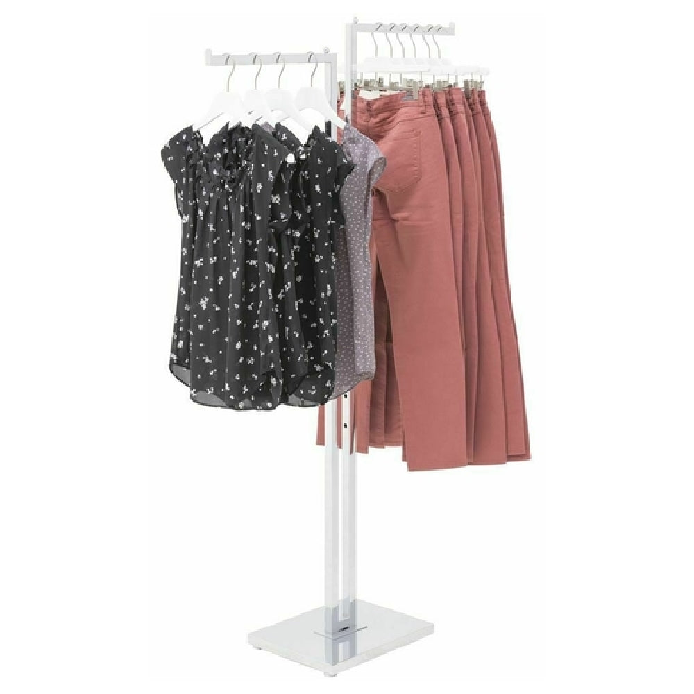Hubert 89646 - Garment Rack, 2-way: (2) 16" Straight Arms, Adjustable Height: 48"H To 72"H