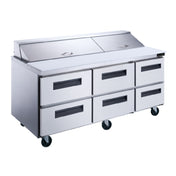 Dukers DSP72-18-D6 Sandwich/Salad Prep Table With Drawers 72"W Bottom Mount Self-contained Refrigeration