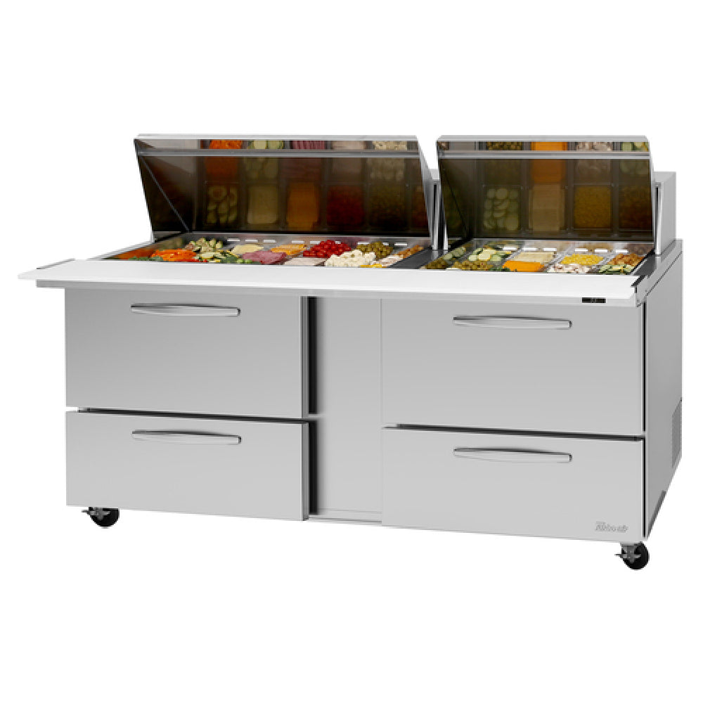 Turbo Air PST-72-30-D4-N PRO Series Mega Top Sandwich/Salad Prep Table Two-section
