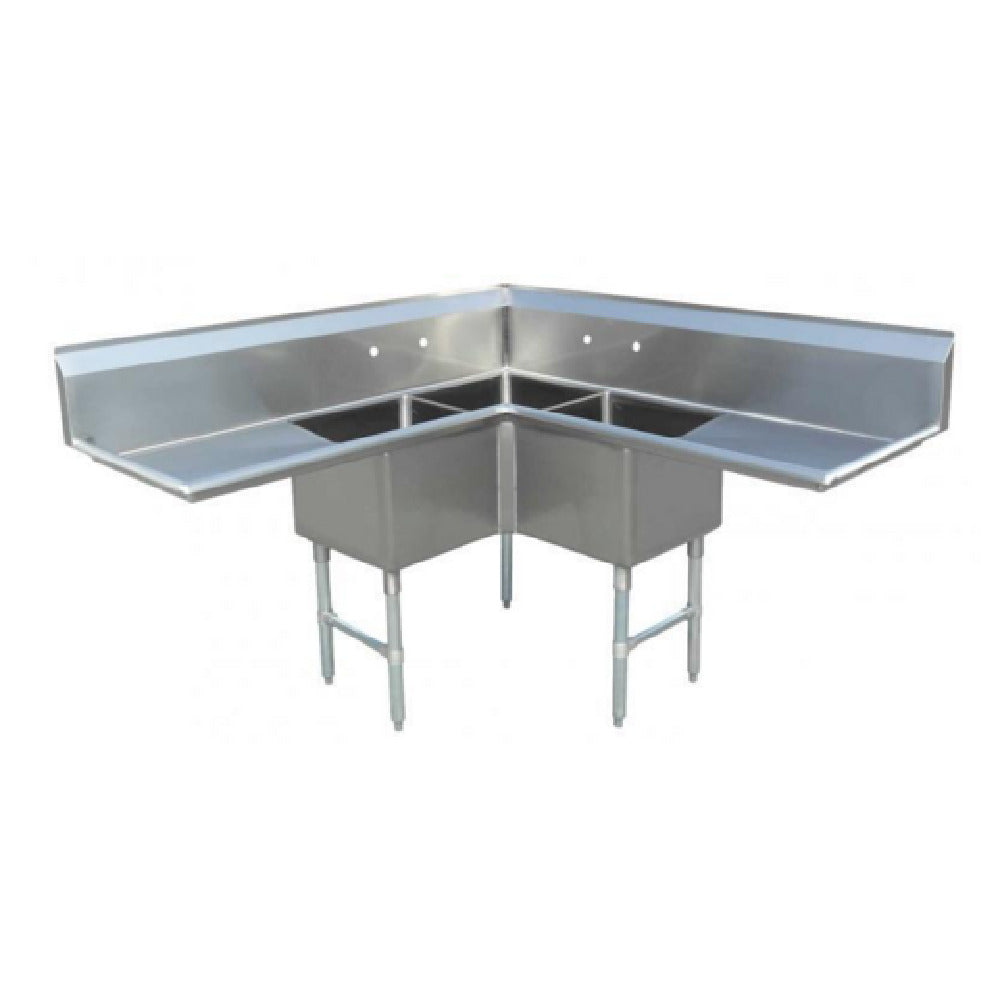 Omcan 43073 (43073) Corner Pot Sink (3) 18" Front To Back X 18" Wide X 14" Deep Bowls