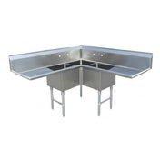 Omcan 43073 (43073) Corner Pot Sink (3) 18" Front To Back X 18" Wide X 14" Deep Bowls