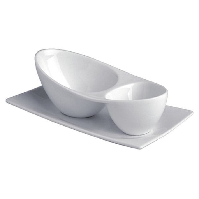 Steelite 6302P297 Double Bowl (1) 2 Oz. & (1) 4 Oz. Compartment 7-1/2"