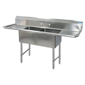 BK Resources BKS-2-1620-12-18TS Sink Two Compartment 68"W X 25-13/16"D X 43-3/4"H Overall Size