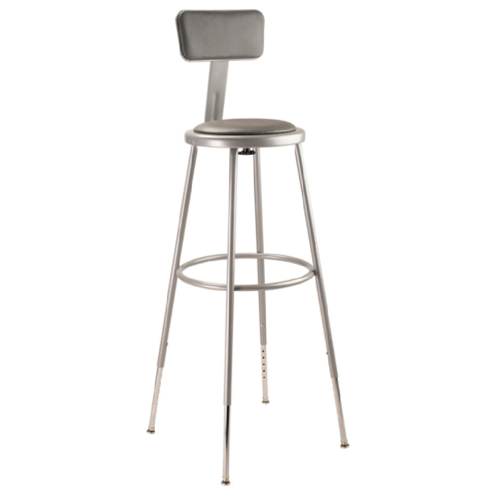 National Public Seating 6430HB NPS® Heavy Duty Steel Stool With Backrest 32"-39"