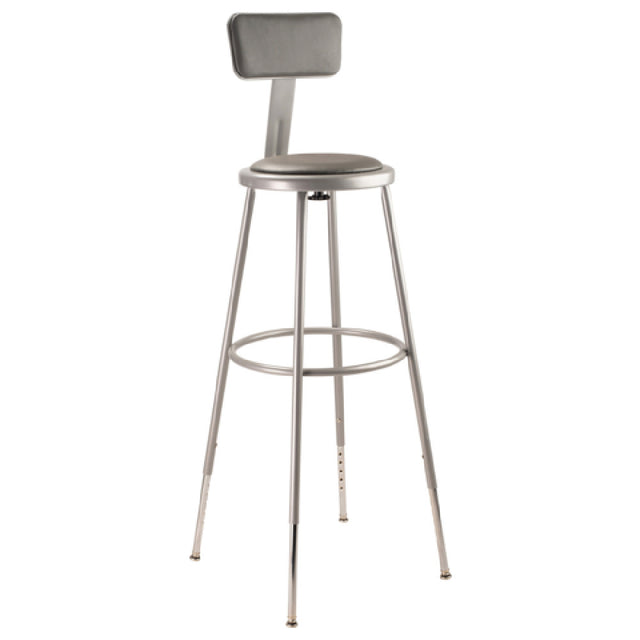 National Public Seating 6430HB NPS® Heavy Duty Steel Stool With Backrest 32"-39"