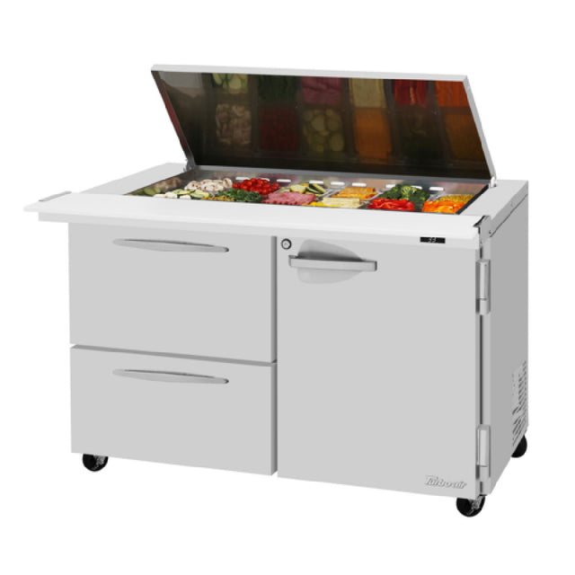 Turbo Air PST-48-18-D2R(L)-N-FL PRO Series Sandwich/Salad Mega Top Unit With Flat Lid