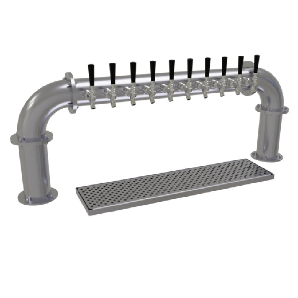 Glastender PP-10-SS Pipe Pass-Thru Draft Dispensing Tower Countertop (10) Stainless Steel Faucets (handles Not Included)
