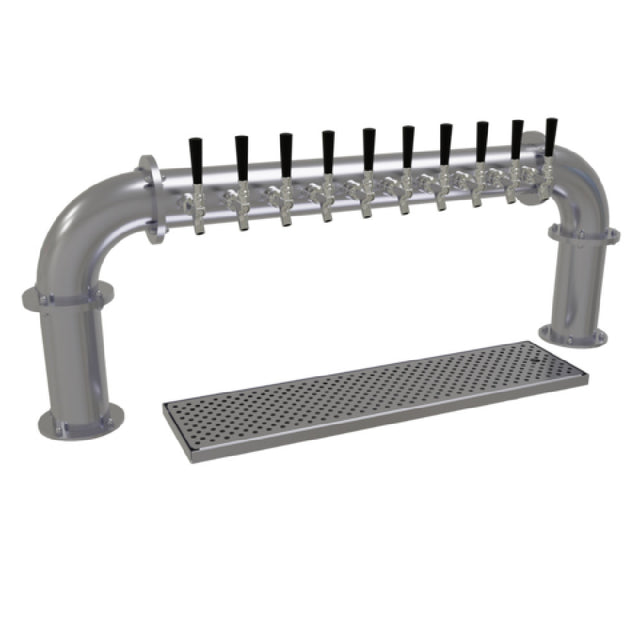 Glastender PP-10-SS Pipe Pass-Thru Draft Dispensing Tower Countertop (10) Stainless Steel Faucets (handles Not Included)