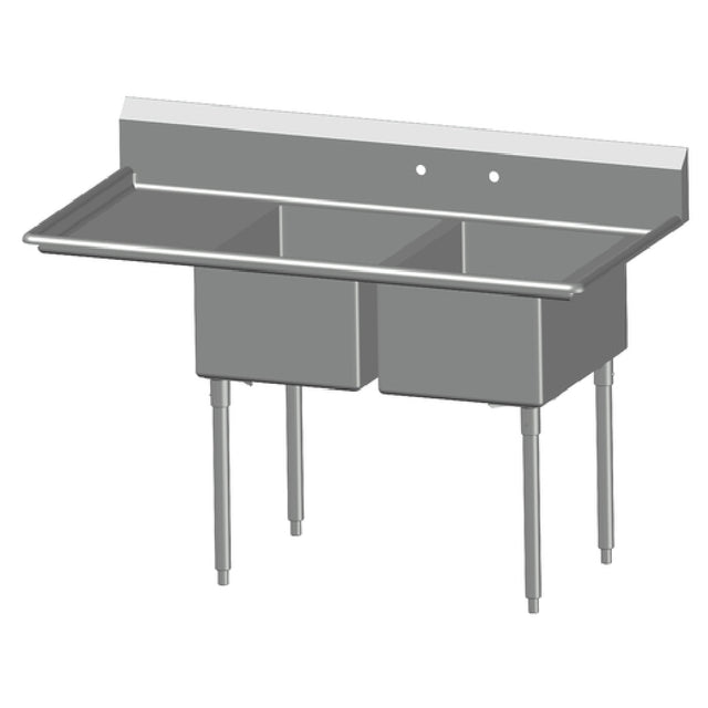 SPG 2N1824-LD18 - Universal Stainless Sink, Two Compartment, 18" Left-hand Drainboard