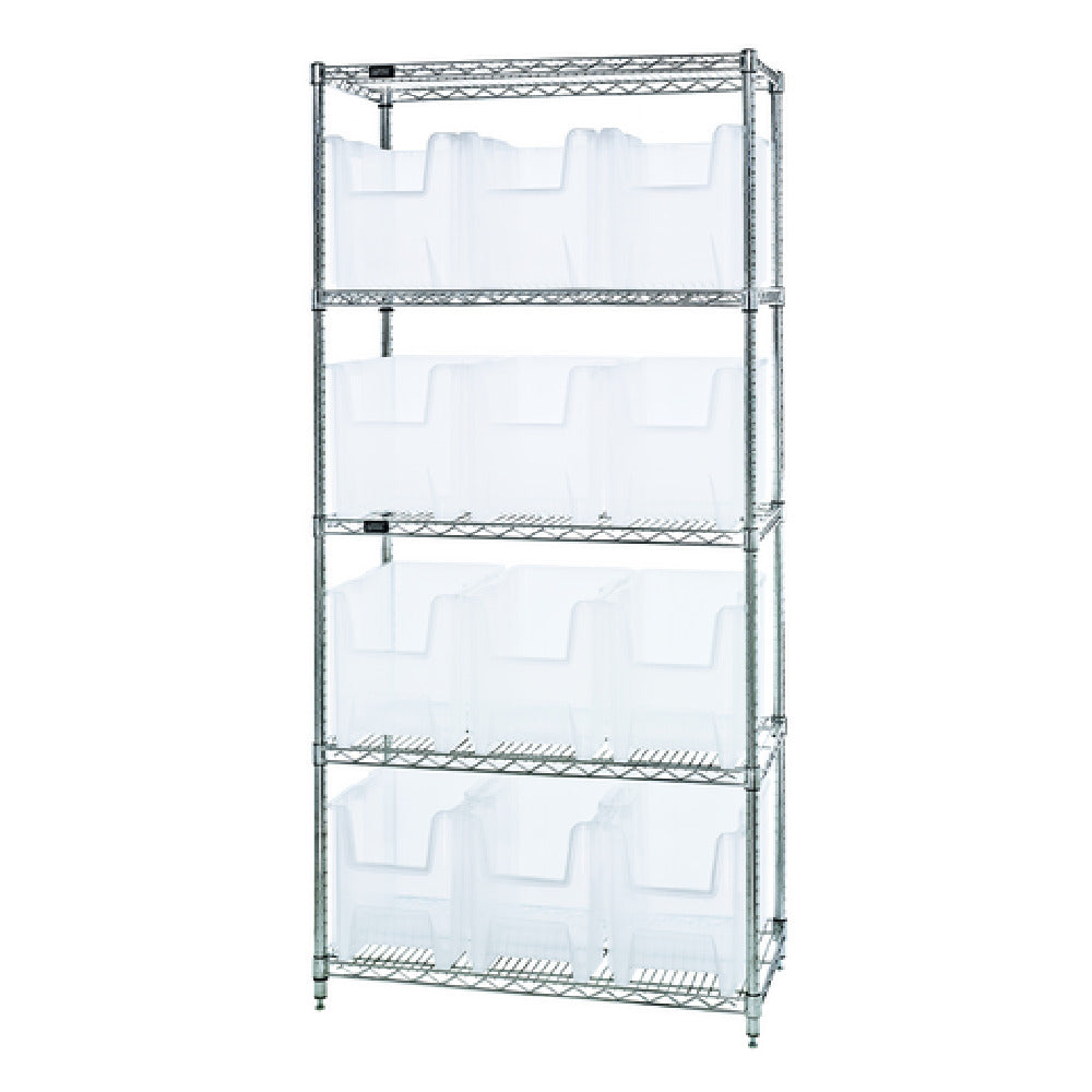 Quantum WR5-600CL Bin Wire Shelving System 36"W X 18"D X 74"H 800 Lbs. Load Capacity Per Shelf