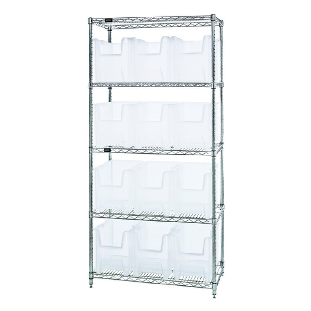 Quantum WR5-600CL Bin Wire Shelving System 36"W X 18"D X 74"H 800 Lbs. Load Capacity Per Shelf