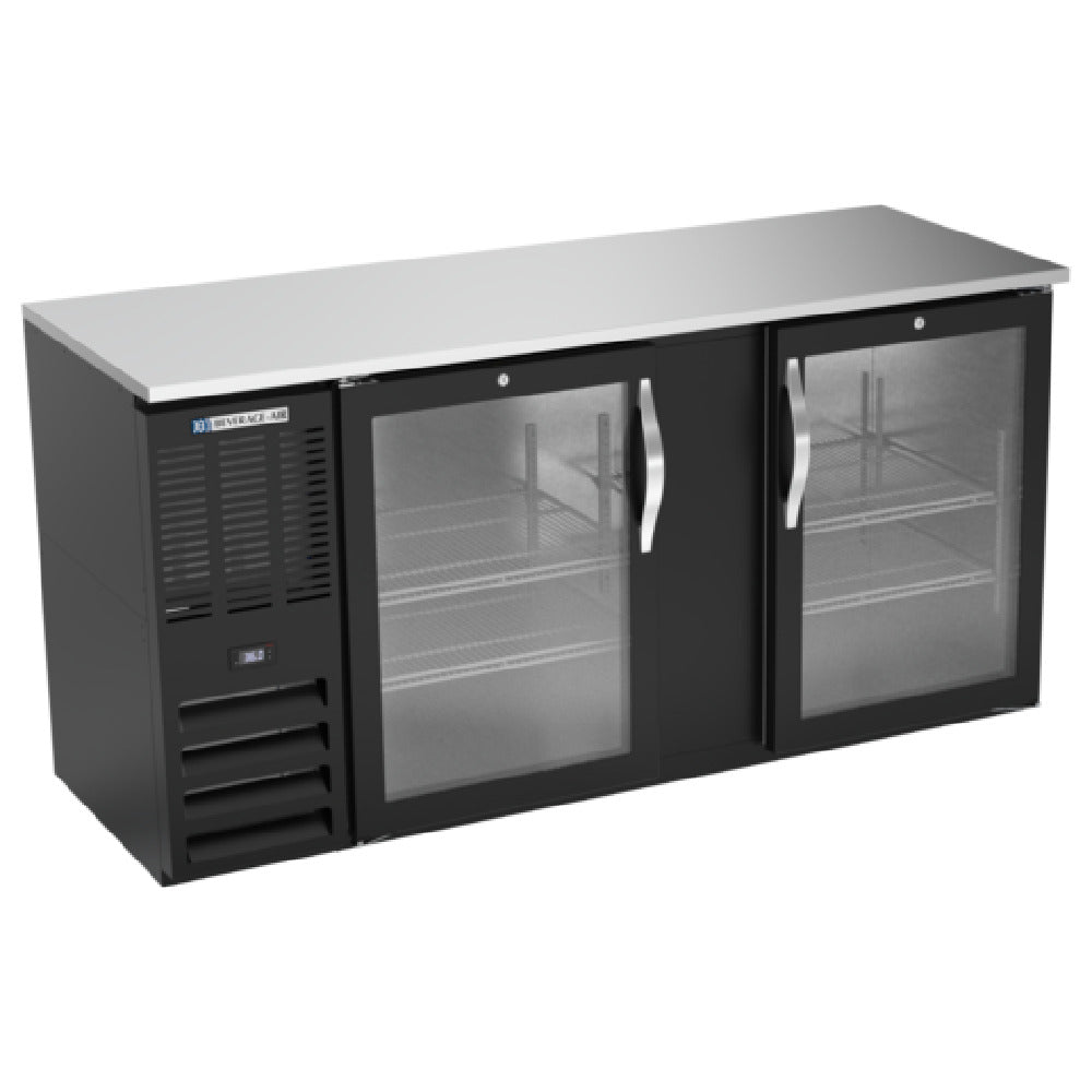 Beverage Air BBN68HC-G-B - Refrigerated Back Bar Storage Cabinet, Two-section, 68"W X 26-3/8"D X 34"H