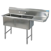 BK Resources BKS-2-1620-12-18RS Sink Two Compartment 52-1/2"W X 25-13/16"D X 43-3/4"H Overall Size
