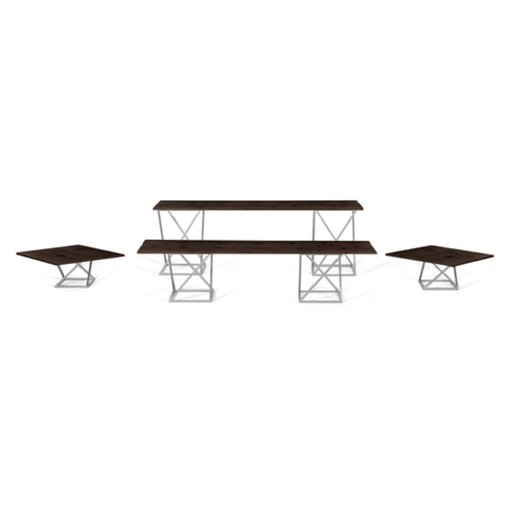FOH BST014MUM28_ Buffet Essentials Twist Black Bamboo On Silver Includes Two BRI005BCI28 Twist Risers Set Of 3 Silver