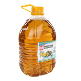 A large, transparent plastic jug filled with amber liquid and a yellow handle. The label reads Marston Chemical Real Pine Cleaner, highlighting all natural pine oil with images of pine cones, branches, and cleaning icons.