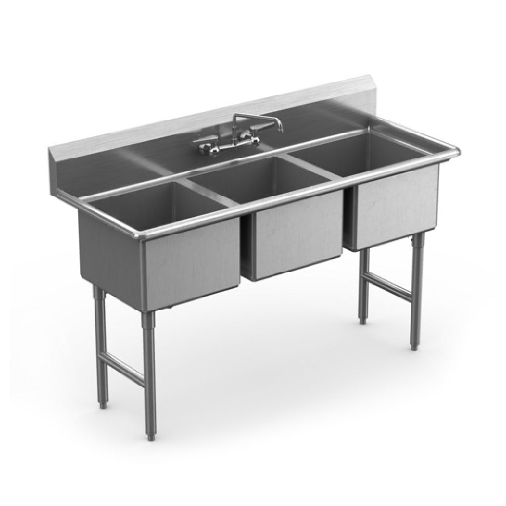 Winholt WS3T1824 - Sink, Three Compartment, 24" Front-to-back X 18" Wide X 12" Deep With Backsplash