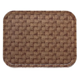 A rectangular Camtray with rounded corners, featuring a brown woven basket-like pattern. This high-impact fiberglass tray has a slightly raised edge and textured, natural look. The background is plain and white.