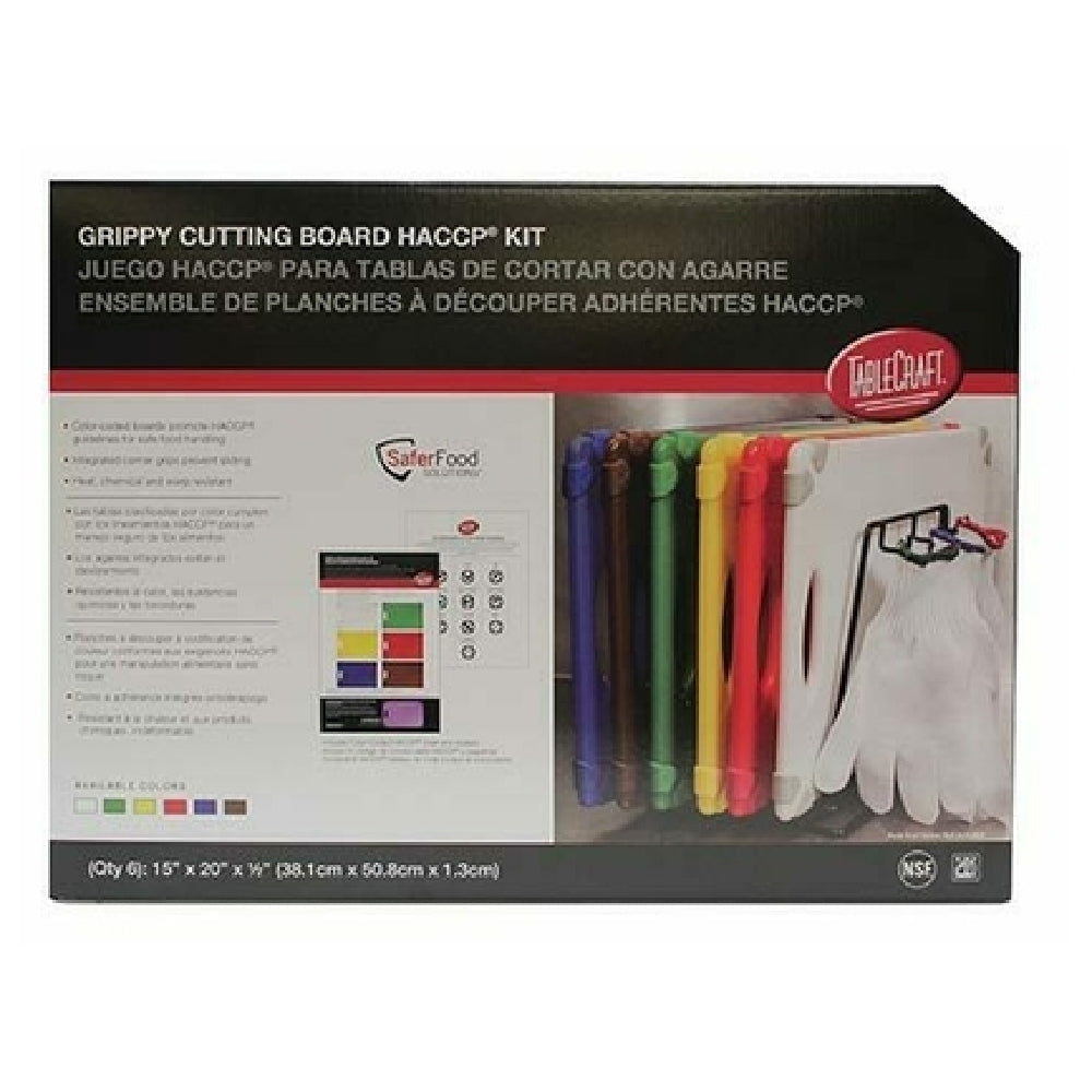 TableCraft Products CBG1520APK6 - Cash & Carry Grippy Cutting Board HACCP® Kit, 15" X 20"