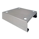 A rectangular metal stand with a brushed finish, raised on two short legs at opposite ends. Designed for a Pink Floss Cart or floss unit cart by Gold Medal Products, it features four rubber pads and smooth edges for a simple, industrial look.