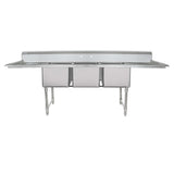 Empura EHD31824LR24 - Sink, 106"W X 29.5"D X 44.25"H, (3) Compartment