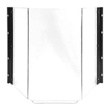 Clear, three-sided plastic Splash Guard with black mounting strips along the vertical edges, forming a corner-shaped barrier. Designed for protective separation on a counter or desk, this shield is compatible with the Waring WDM500.