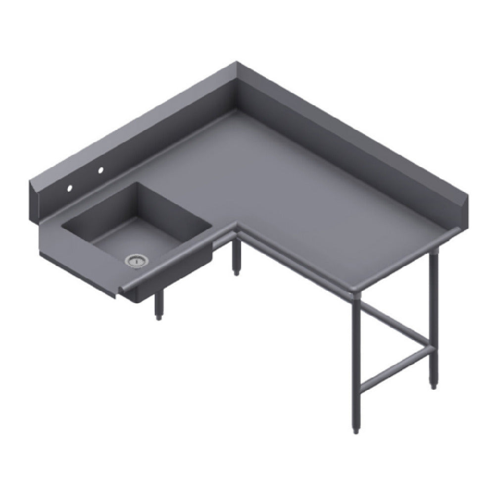 Winholt SDT-16-C-96R Corner Soiled Dish Table Right To Left Stainless Steel Legs And Clad Bullet Feet