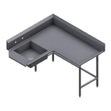 Winholt SDT-16-C-96R Corner Soiled Dish Table Right To Left Stainless Steel Legs And Clad Bullet Feet