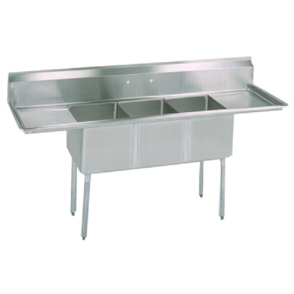 BK Resources ES-3-18-12-18T Economy Sink Three Compartment 90"W X 23-13/16"D X 43-3/4"H Overall Size