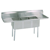BK Resources ES-3-18-12-18T Economy Sink Three Compartment 90"W X 23-13/16"D X 43-3/4"H Overall Size