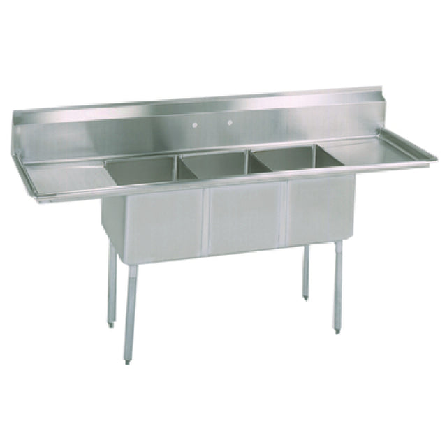 BK Resources ES-3-18-12-18T Economy Sink Three Compartment 90"W X 23-13/16"D X 43-3/4"H Overall Size