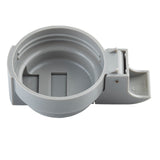 A gray, circular plastic TableCraft component with a flat edge and an attached rectangular section on one side. The interior has raised supports and slots, and the surface appears smooth, clean, and dishwasher safe.